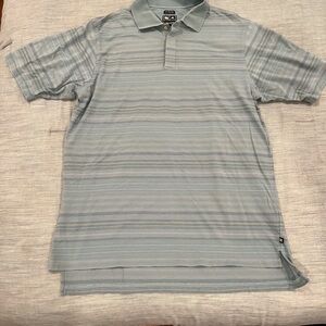 Adidas Men’s XL Polo Shirt Blue Striped 80’s Two Ply Golf Casual